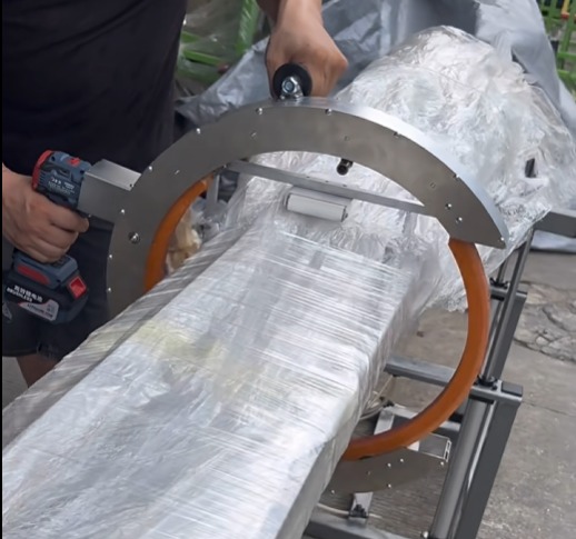 Powered Handheld Orbital Wrapper | Portable Stretch Film Machine for Pipes, Lumber &amp;amp;amp; Long Products HROW-450
