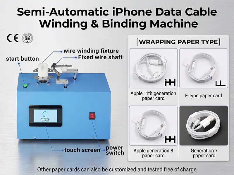 Półautomatyczna maszyna do nawijania i wiązania kabli iPhone WPM-K287