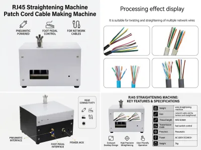 Maszyna do prostowania RJ45 do produkcji kabli krosowych JW-P08 - Szczotka do ekranów kablowych